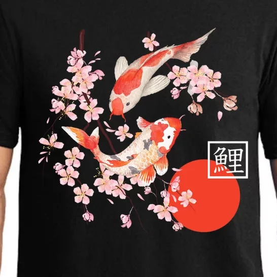 Cherry Blossom Koi Carp Fish Japanese Sakura Graphic Art Pajama Set