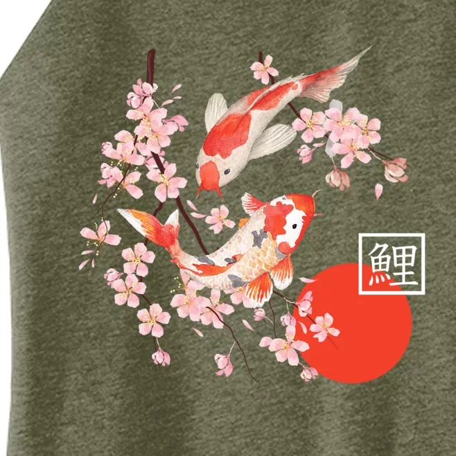 Cherry Blossom Koi Carp Fish Japanese Sakura Graphic Art Women’s Perfect Tri Rocker Tank