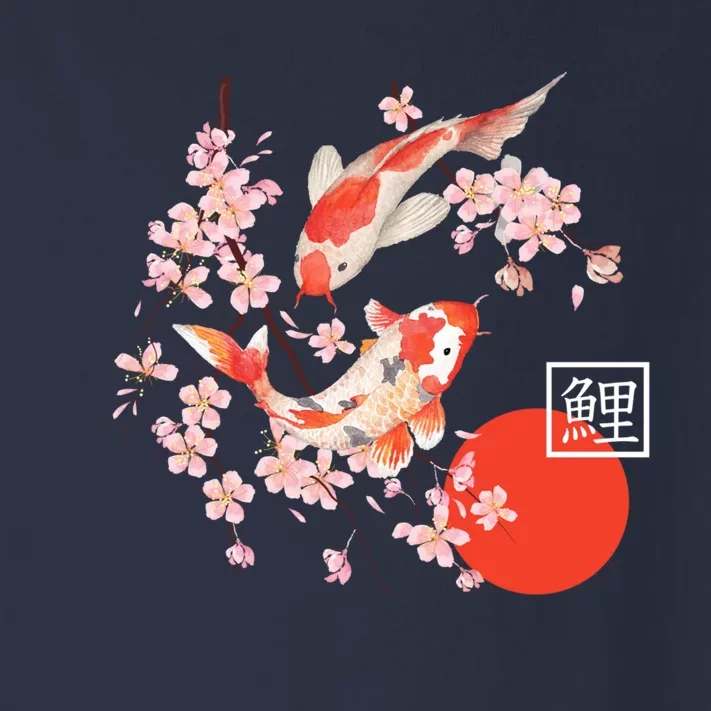 Cherry Blossom Koi Carp Fish Japanese Sakura Graphic Art Toddler Long Sleeve Shirt