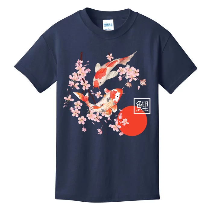 Cherry Blossom Koi Carp Fish Japanese Sakura Graphic Art Kids T-Shirt