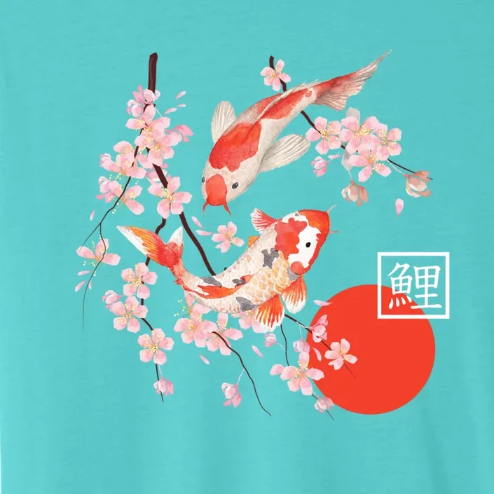 Cherry Blossom Koi Carp Fish Japanese Sakura Graphic Art ChromaSoft Performance T-Shirt