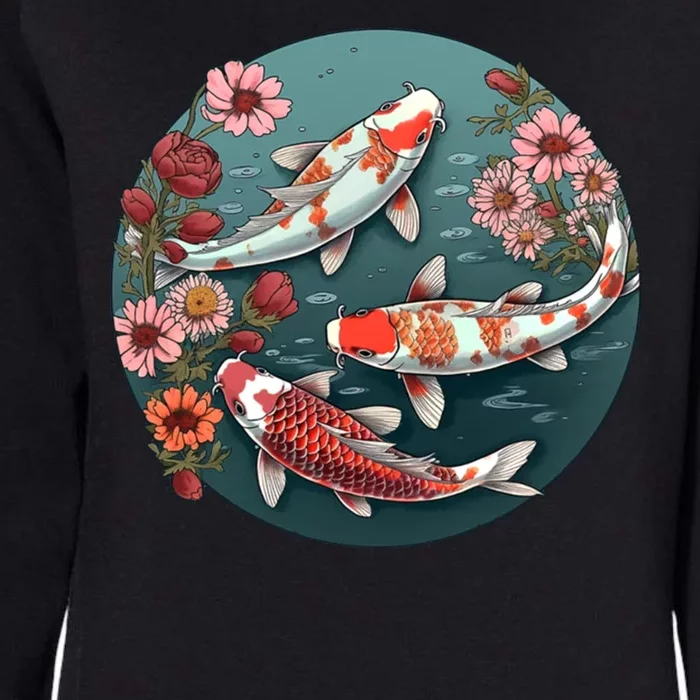 Cherry Blossom Koi Fish Japanese Womens California Wash Sweatshirt