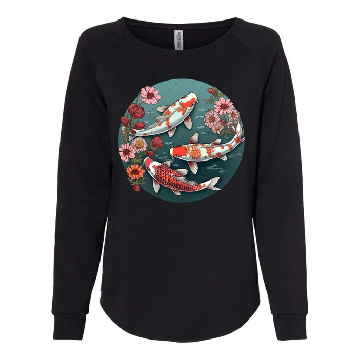 Cherry Blossom Koi Fish Japanese Womens California Wash Sweatshirt