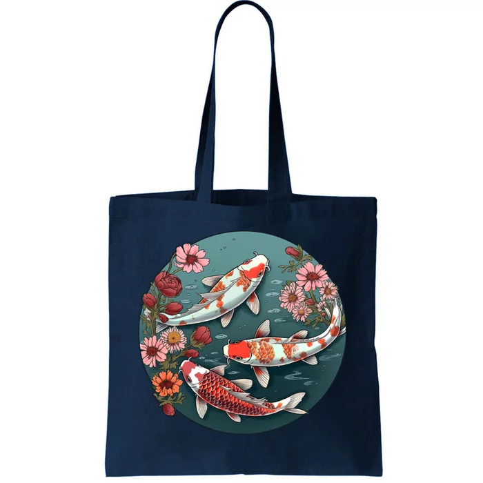 Cherry Blossom Koi Fish Japanese Tote Bag