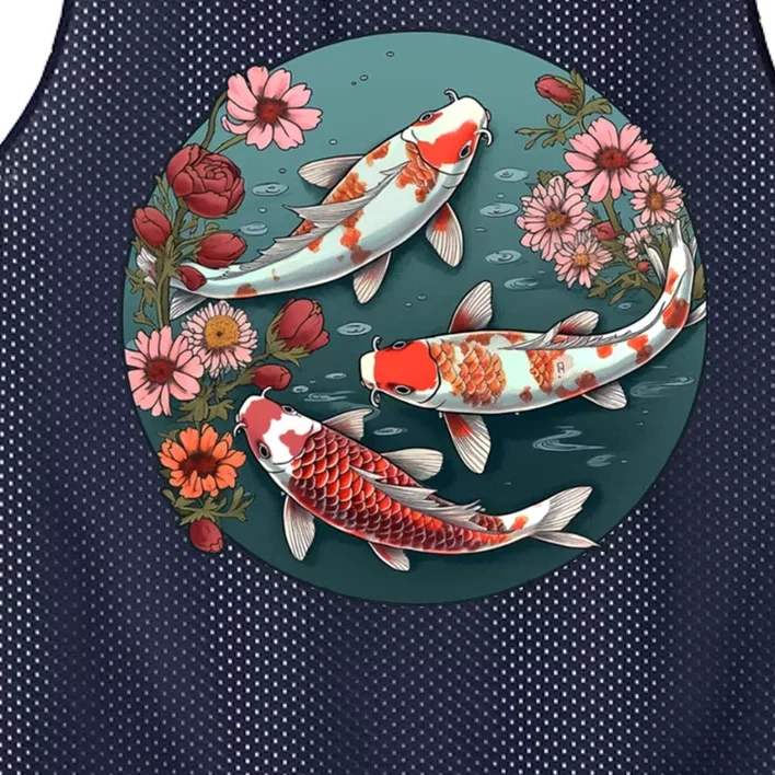 Cherry Blossom Koi Fish Japanese Mesh Reversible Basketball Jersey Tank