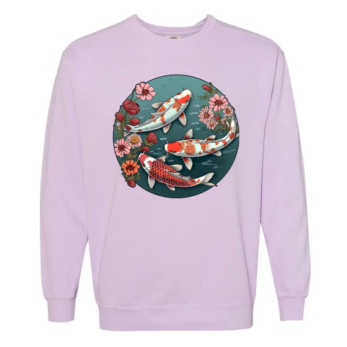 Cherry Blossom Koi Fish Japanese Garment-Dyed Sweatshirt