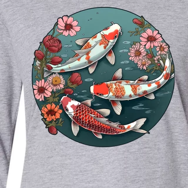 Cherry Blossom Koi Fish Japanese Womens Cotton Relaxed Long Sleeve T-Shirt