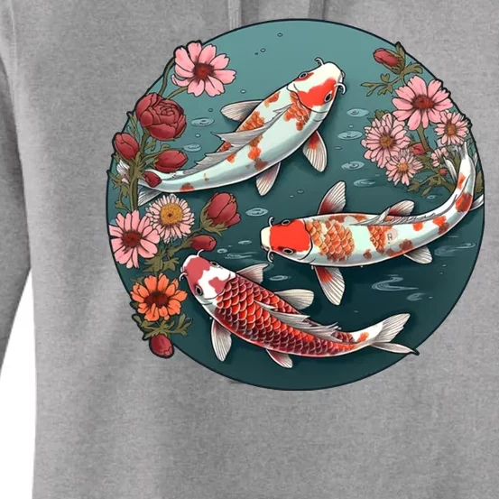 Cherry Blossom Koi Fish Japanese Women's Pullover Hoodie