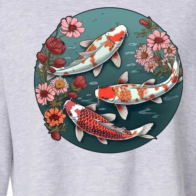 Cherry Blossom Koi Fish Japanese Cropped Pullover Crew