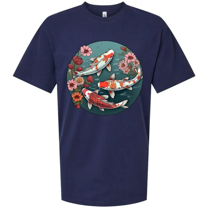 Cherry Blossom Koi Fish Japanese Sueded Cloud Jersey T-Shirt