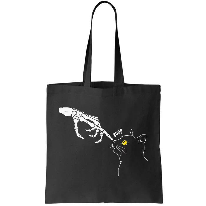 Cat Black Lover Skeleton Hand Boop Funny Halloween Tote Bag