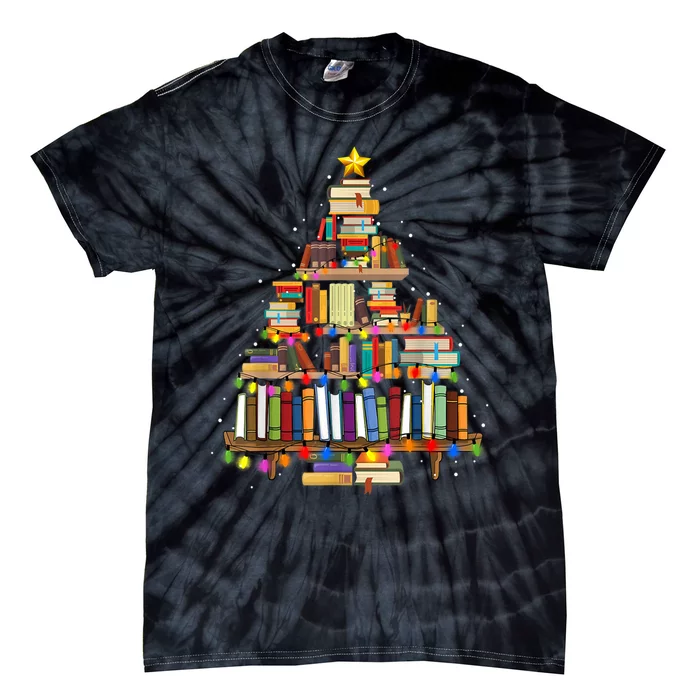 Christmas Book Lovers Bookworm Christmas Tie-Dye T-Shirt