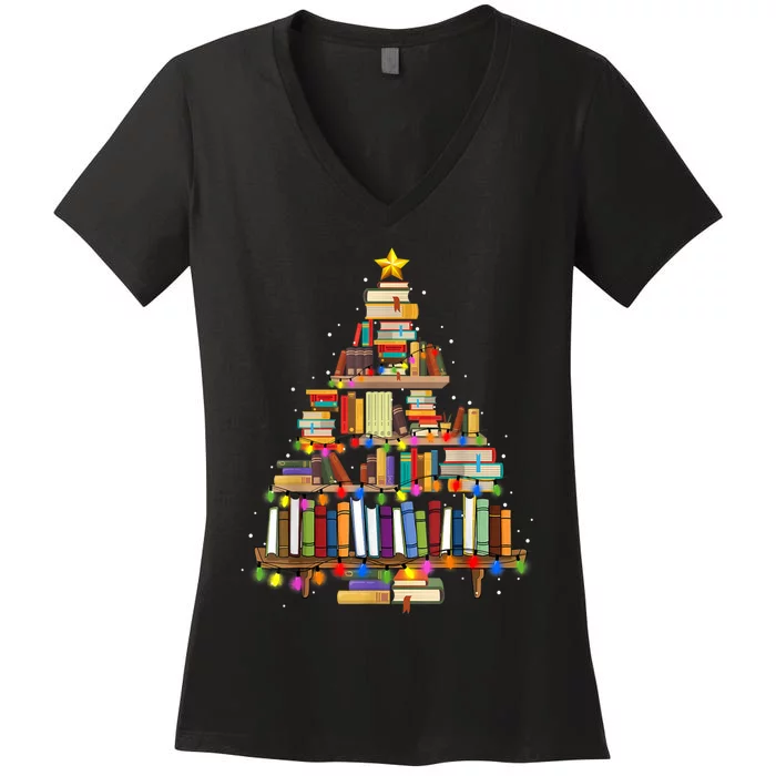 Christmas Book Lovers Bookworm Christmas Women's V-Neck T-Shirt