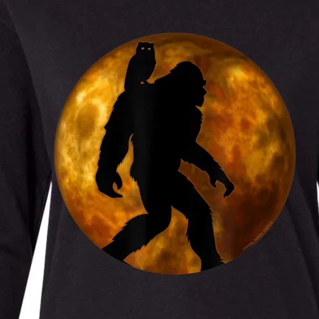 Cool Bigfoot Lovers Design With Full Moon Bigfoot Womens Cotton Relaxed Long Sleeve T-Shirt