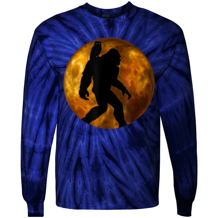 Cool Bigfoot Lovers Design With Full Moon Bigfoot Tie-Dye Long Sleeve Shirt