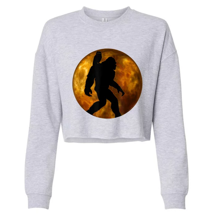 Cool Bigfoot Lovers Design With Full Moon Bigfoot Cropped Pullover Crew