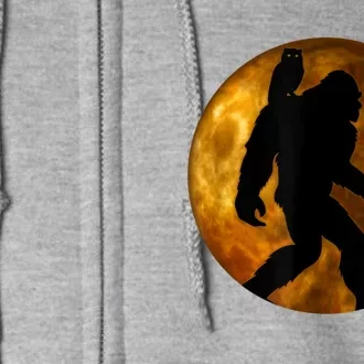 Cool Bigfoot Lovers Design With Full Moon Bigfoot Full Zip Hoodie