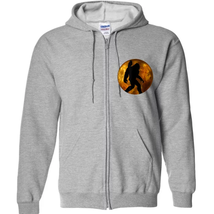 Cool Bigfoot Lovers Design With Full Moon Bigfoot Full Zip Hoodie