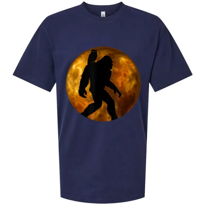 Cool Bigfoot Lovers Design With Full Moon Bigfoot Sueded Cloud Jersey T-Shirt