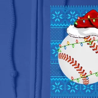 Christmas Baseball Lights Sweater Sports Ugly Baseball Xmas Meaningful Gift Full Zip Hoodie