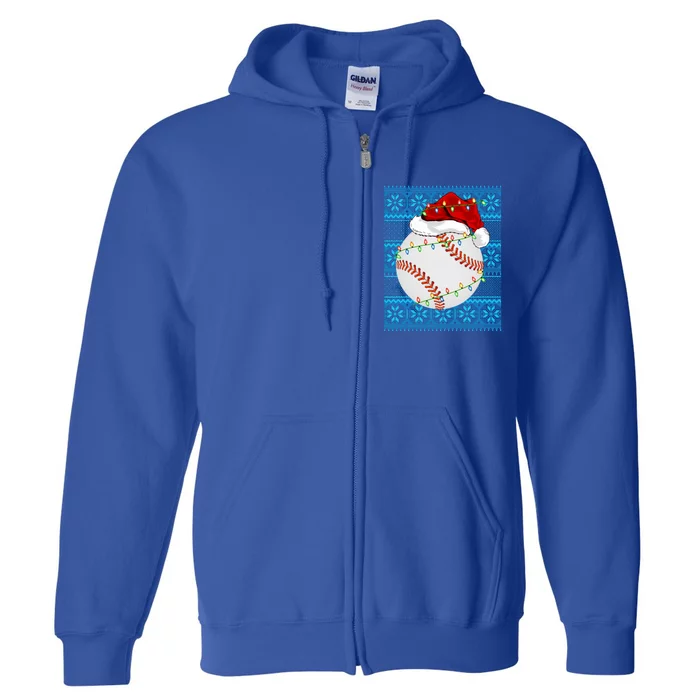 Christmas Baseball Lights Sweater Sports Ugly Baseball Xmas Meaningful Gift Full Zip Hoodie