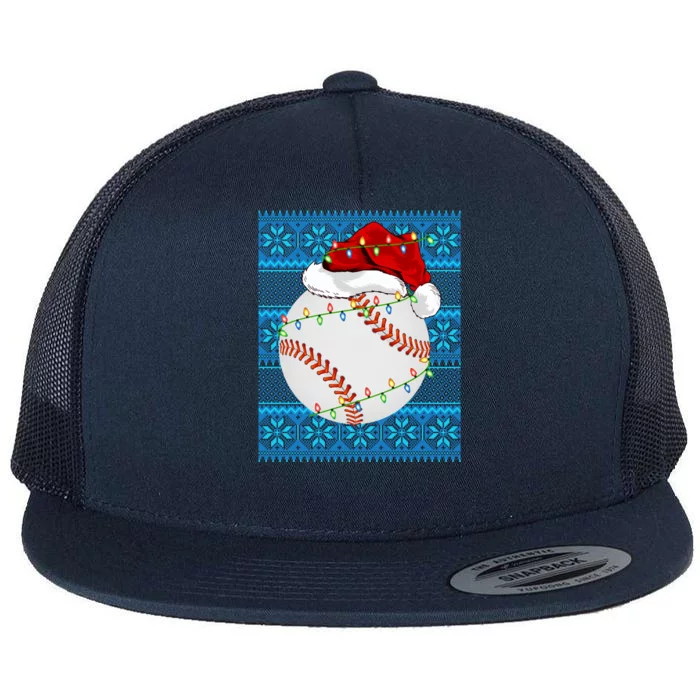 Christmas Baseball Lights Sweater Sports Ugly Baseball Xmas Meaningful Gift Flat Bill Trucker Hat