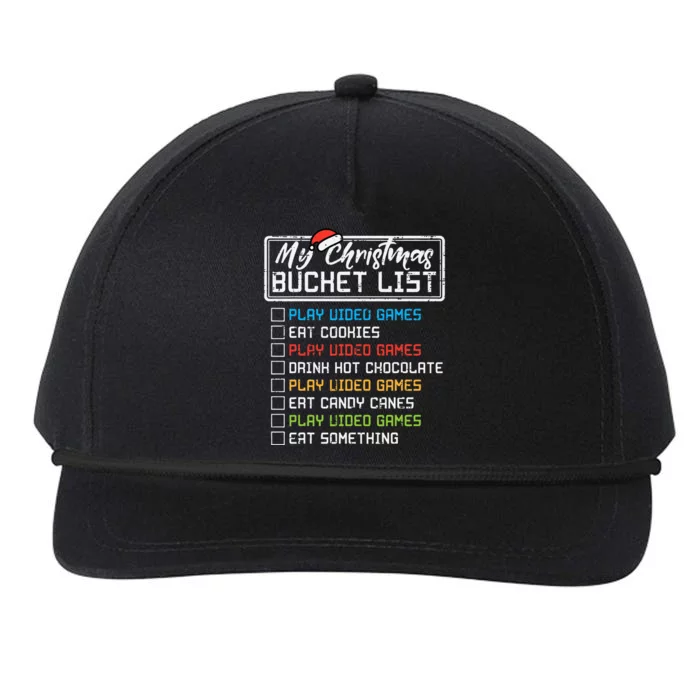 Christmas Bucket List Video Games Xmas Gamer Snapback Five-Panel Rope Hat