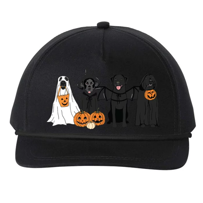 Cute Black Labrador Dog Halloween Pumpkin Labrador Dog Mom Snapback Five-Panel Rope Hat