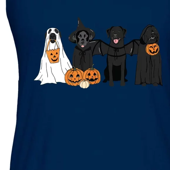 Cute Black Labrador Dog Halloween Pumpkin Labrador Dog Mom Ladies Essential Flowy Tank