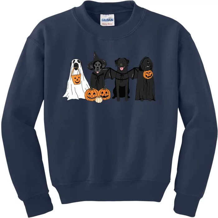 Cute Black Labrador Dog Halloween Pumpkin Labrador Dog Mom Kids Sweatshirt