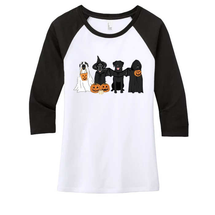 Cute Black Labrador Dog Halloween Pumpkin Labrador Dog Mom Women's Tri-Blend 3/4-Sleeve Raglan Shirt