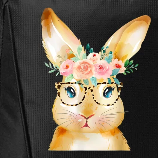 Cute Bunny Leopard Sunglasses Flowers Easter Day City Backpack