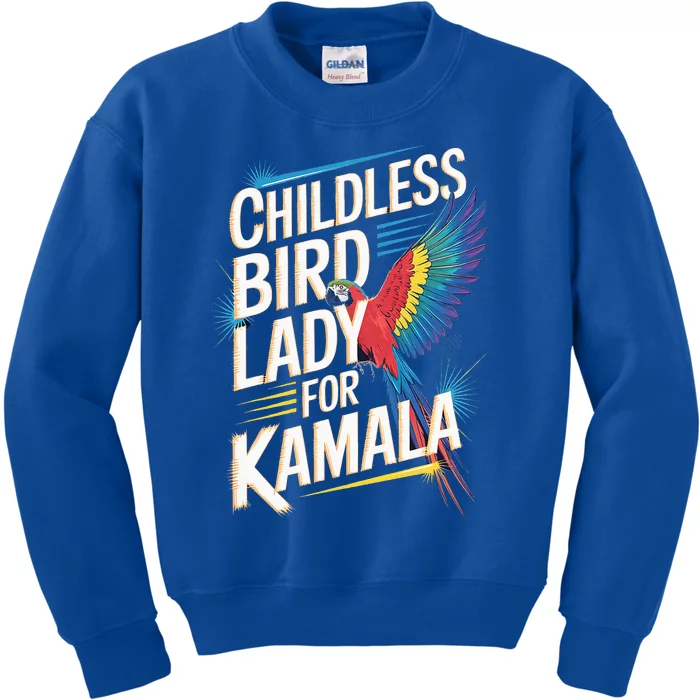 Childless Bird Lady For Kamala Harris 2024 Bird Lover Parrot Kids Sweatshirt