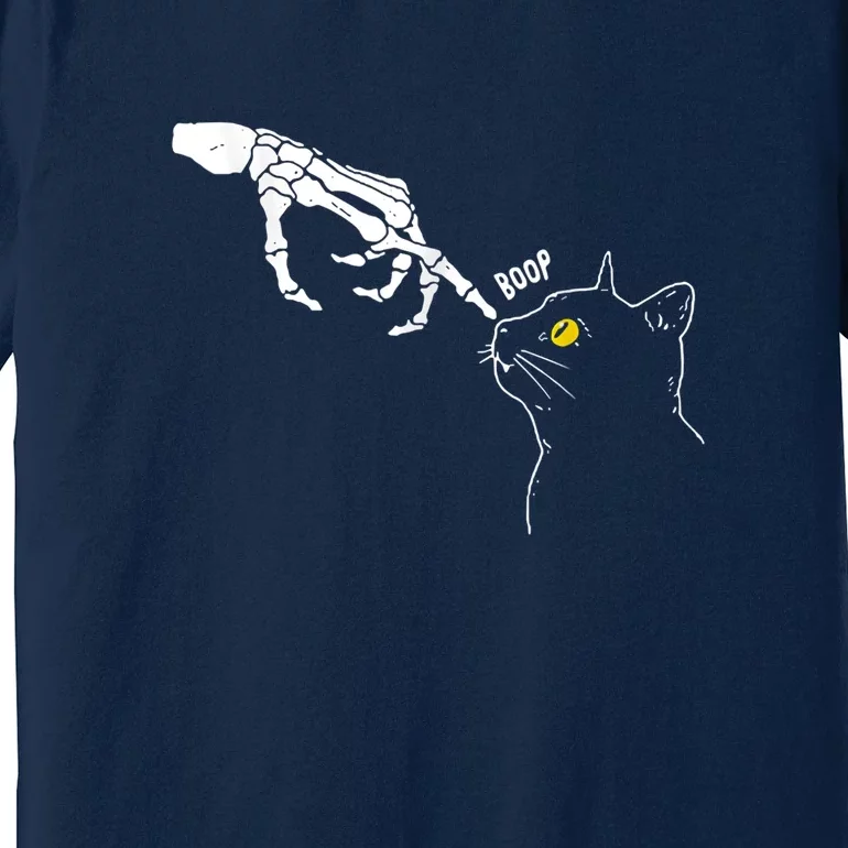 Cat Black Lover Skeleton Hand Boop Funny Halloween Premium T-Shirt