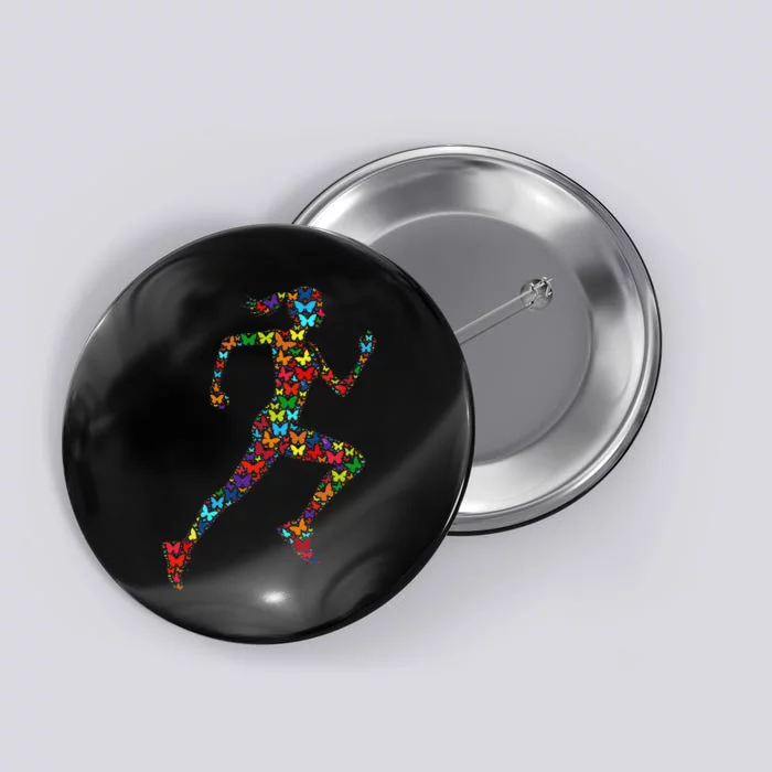 Colorful Butterfly Lover Fitness And Running Button