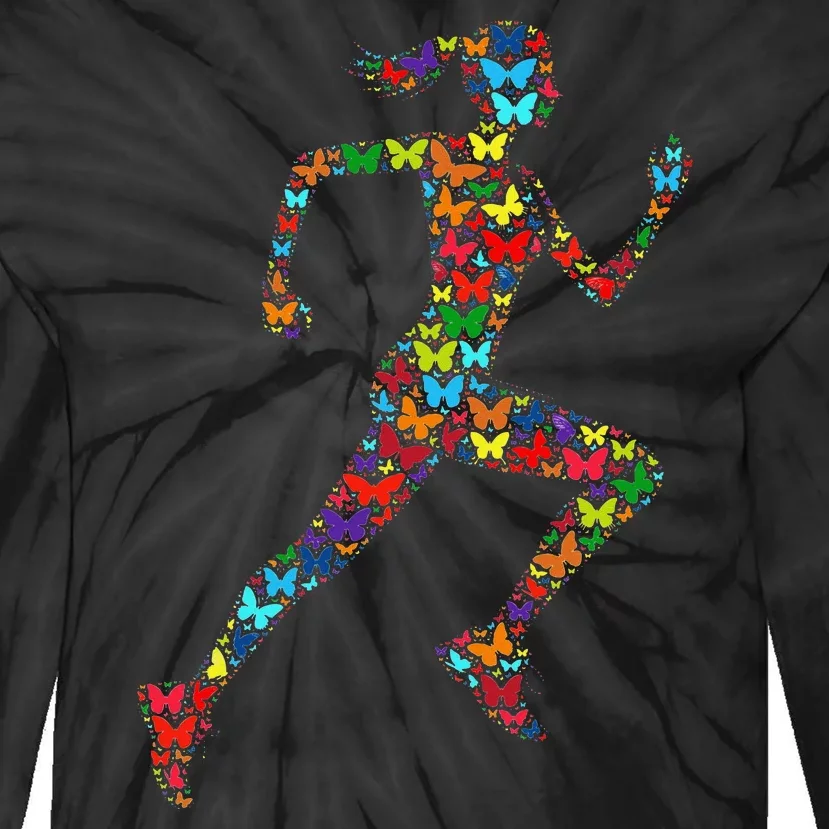 Colorful Butterfly Lover Fitness And Running Tie-Dye Long Sleeve Shirt