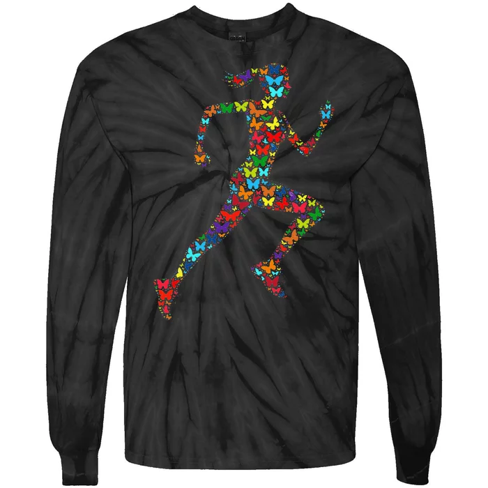 Colorful Butterfly Lover Fitness And Running Tie-Dye Long Sleeve Shirt