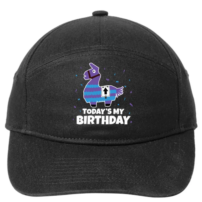 Cute Birthday Llama Funny Bday Animal Party Tee 7-Panel Snapback Hat