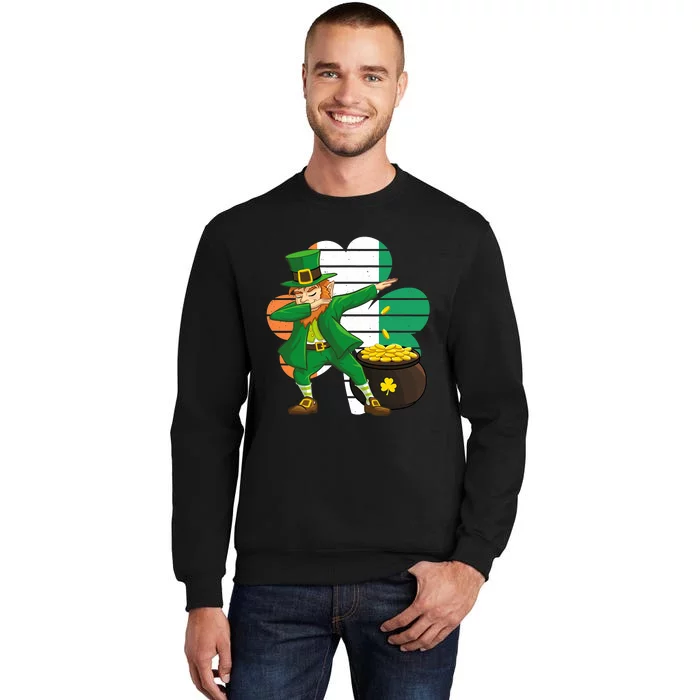 Dabbing leprechaun Face Mask St Patrick's Day Boys Kids Men Tall Sweatshirt