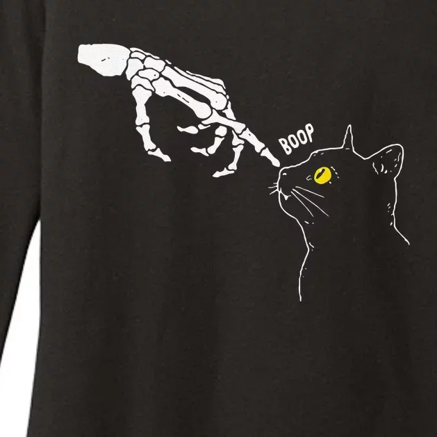 Cat Black Lover Skeleton Hand Boop Funny Halloween Womens CVC Long Sleeve Shirt