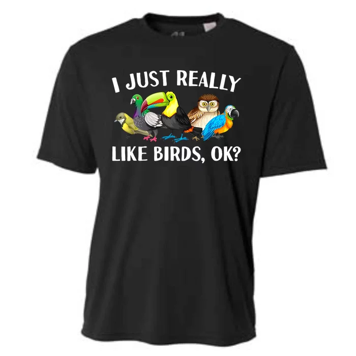 Cool Bird Lover Bird Watcher Nerd Parrot Birds Cooling Performance Crew T-Shirt