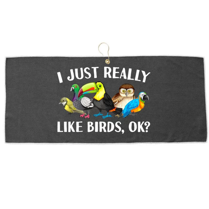 Cool Bird Lover Bird Watcher Nerd Parrot Birds Large Microfiber Waffle Golf Towel