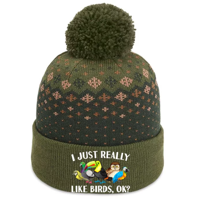 Cool Bird Lover Bird Watcher Nerd Parrot Birds The Baniff Cuffed Pom Beanie