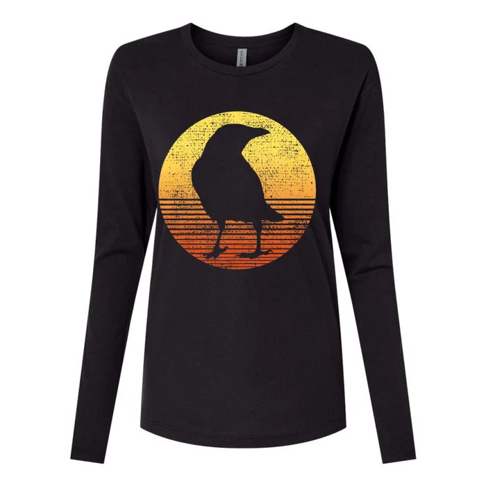 Crow Bird Lover Gift Raven Vintage Womens Cotton Relaxed Long Sleeve T-Shirt