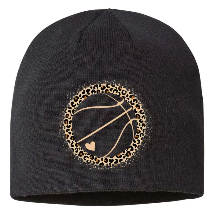 Cute Basketball Leopard Print Women Girls Basketball Lover 8 1/2in Sustainable Knit Beanie