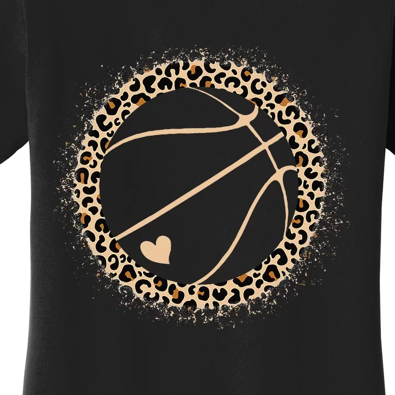 Cute Basketball Leopard Print Women Girls Basketball Lover Women's T-Shirt