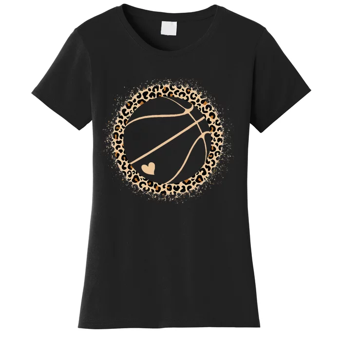 Cute Basketball Leopard Print Women Girls Basketball Lover Women's T-Shirt