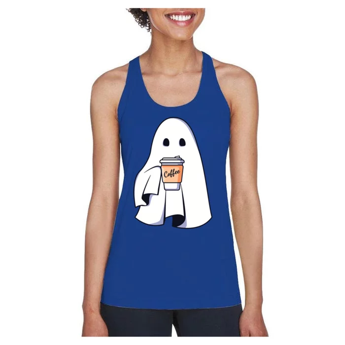 Cute Boo Latte Coffee Halloween Spooky Season Fall Coffee Gift Women's Racerback Tank