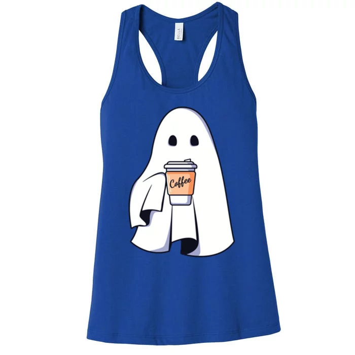 Cute Boo Latte Coffee Halloween Spooky Season Fall Coffee Gift Women's Racerback Tank