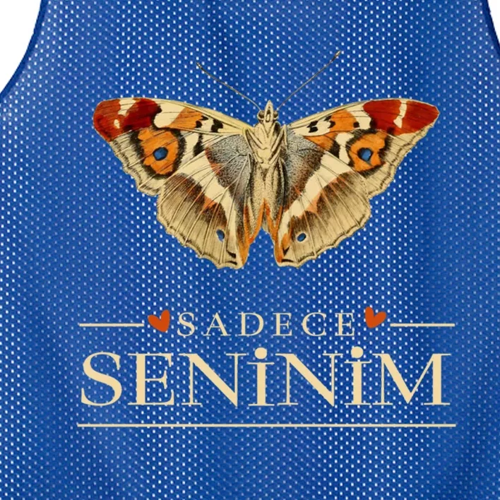 Cute Butterfly Love Outfit Gift Sadece Seninim (Turquoise) Meaningful Gift Mesh Reversible Basketball Jersey Tank